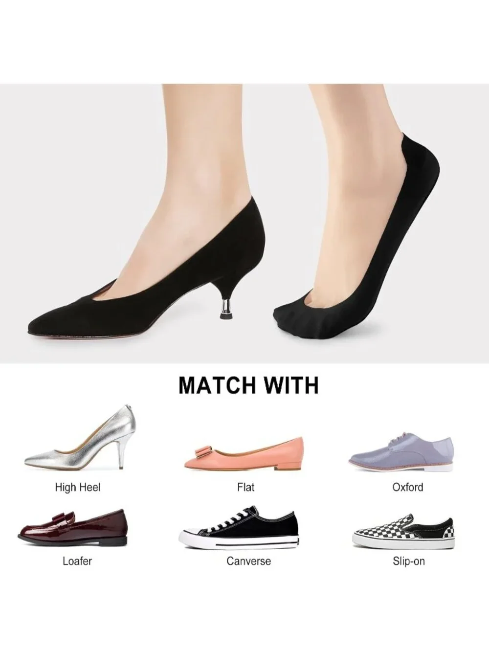 🧦Women's Nude Blue No Show Socks Liner Ultra Low Cut Non Slip Socks for Flats